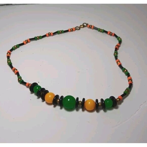 Marley Rasta Jamaican Rastafarian Colorful Chunky Beaded Choker Necklace - Picture 1 of 3